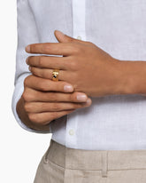 Nesting Band Ring in 18K Yellow Gold with Center Black Diamond, 10mm